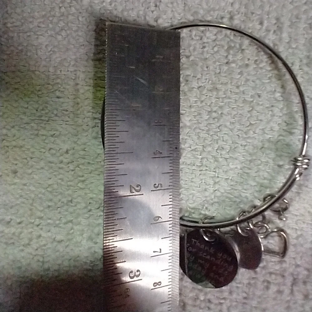 Silvertone bridesmaid charm bracelet adjustable
